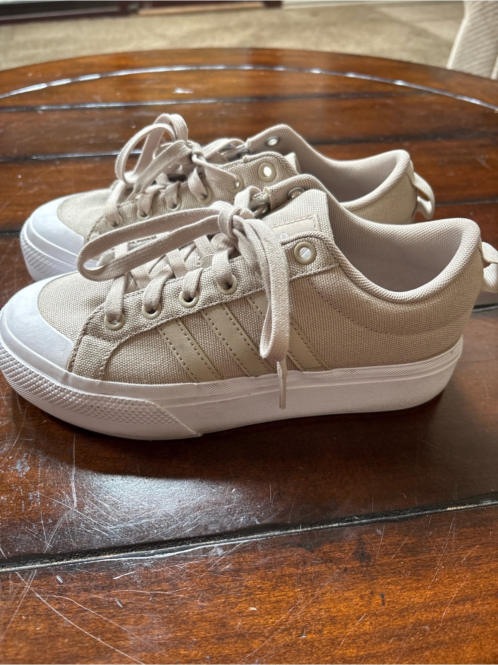 adidas Beige Canvas Low-Top Sneakers